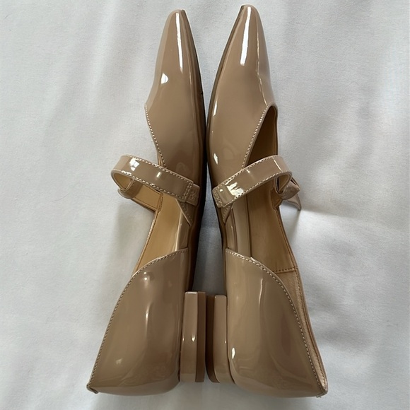 Nine West Nude Patent Leather “Leeza” Pointed Toe Mary Jane Flats - Picture 3 of 10
